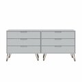 Designed To Furnish Rockefeller 6-Drawer Double Low Dresser with Metal Legs in White, 30.24 x 69.72 x 19.02 in. DE3063205